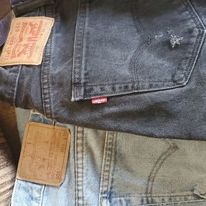 Levi pants 2 - 34 × 30 and 1 - 33× 30 blue, black & light blue